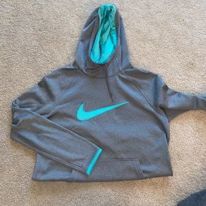 medium grey and blue nike hoodie